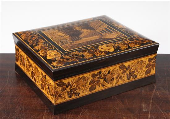 A Tunbridge ware coromandel Pantiles mosaic box, attributed to Henry Hollamby, 10.5in.